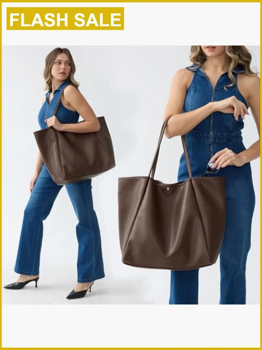 Oversize Pu Leather Tote Weekender Travel Handbag Shopper